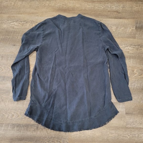 CLOTH & STONE | Anthropologie Long Sleeve Frayed Hem Blouse | Sz. L - Picture 5 of 5
